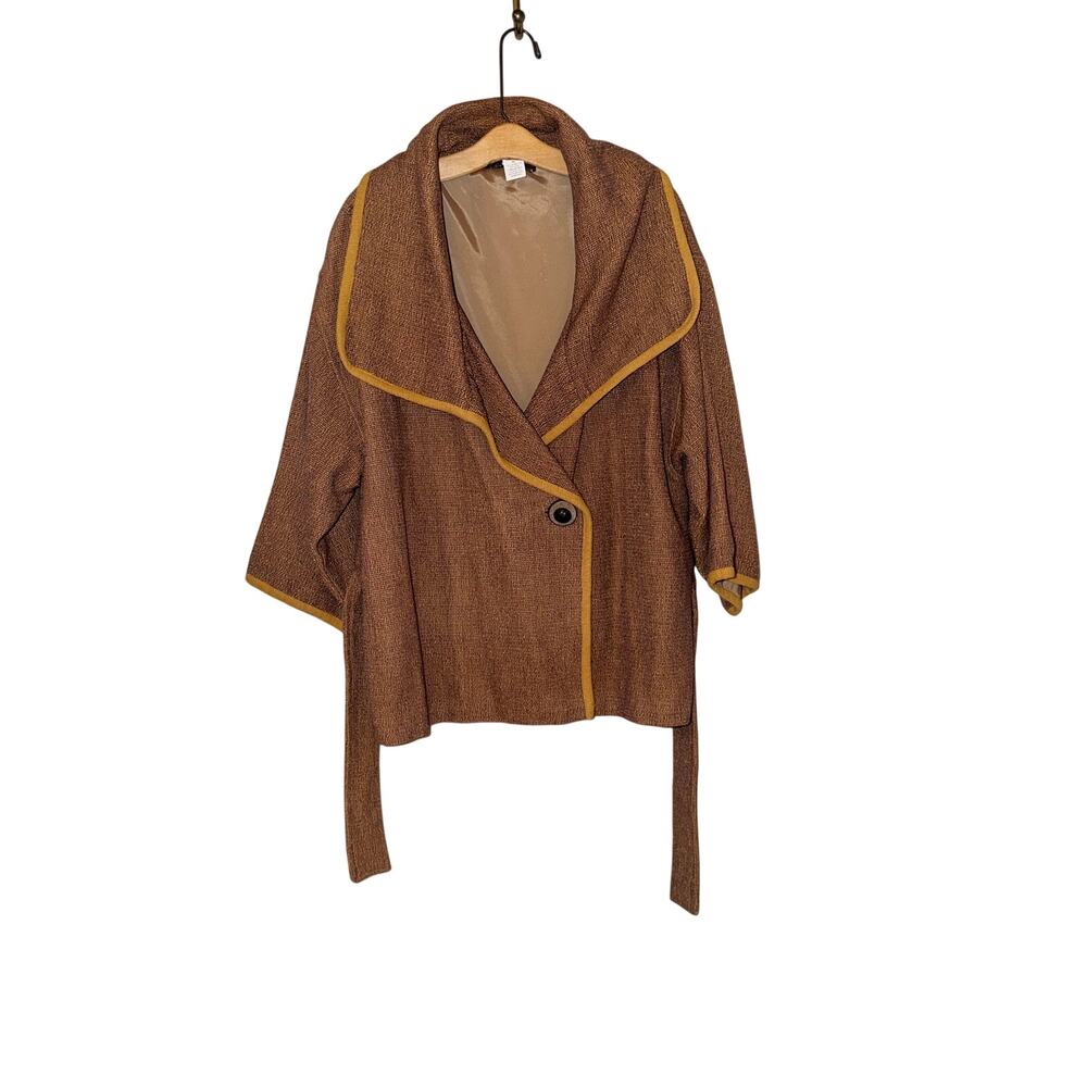 Tribe a people united cotton silk blend wrap jacket XL belted art to wear Nepal